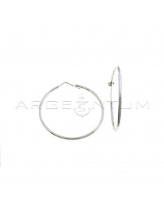 White gold plated tubular hoop earrings ø 45 mm in 925 silver
