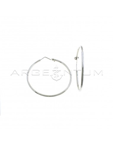 White gold plated tubular hoop earrings ø 45 mm in 925 silver