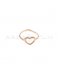 Adjustable ring with 11x9 mm wire heart in rose gold plated 925 silver