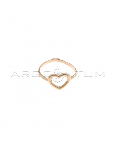 Adjustable ring with 11x9 mm wire heart in rose gold plated 925 silver