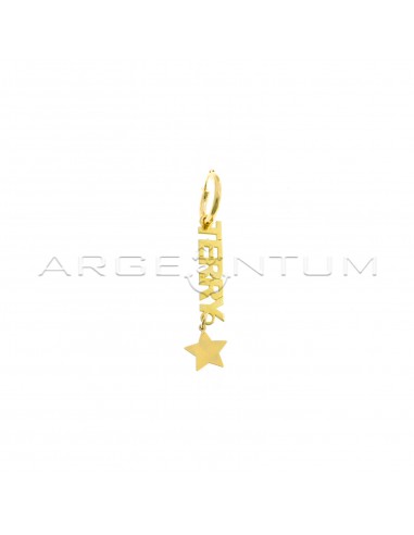 Mono earring with snap circle, name and star pendants in yellow gold plated 925 silver plate