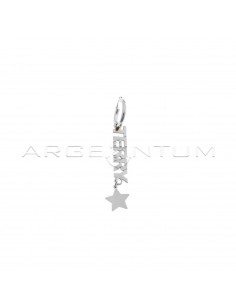 Mono earring with snap circle, name and star pendant in white gold plated 925 silver