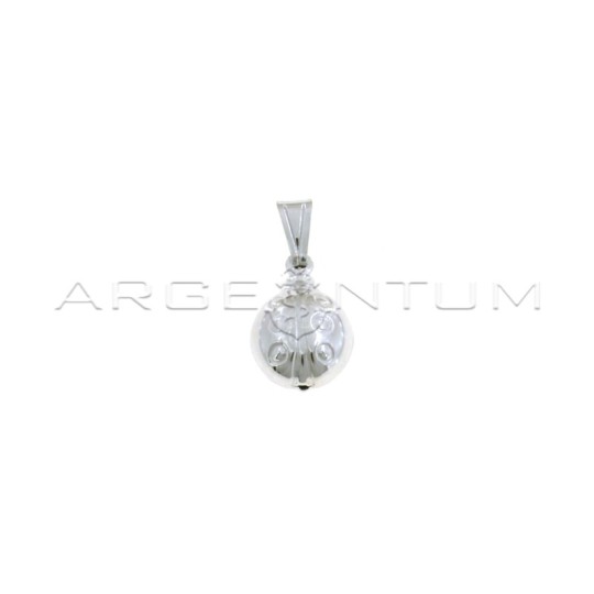 Ladybug pendant 16.6x1.7 mm white gold plated in 925 silver