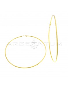 Yellow gold plated tubular hoop earrings ø 100 mm in 925 silver