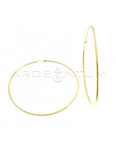 Yellow gold plated tubular hoop earrings ø 100 mm in 925 silver