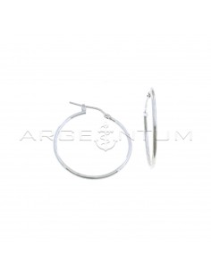Tubular hoop earrings ø 28 mm with white gold plated snap clasp in 925 silver