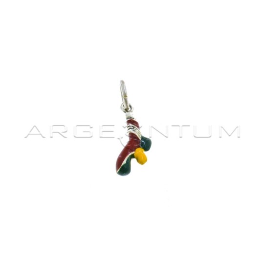 Ace of sticks pendant 8x18 mm in burnished burnished 925 silver