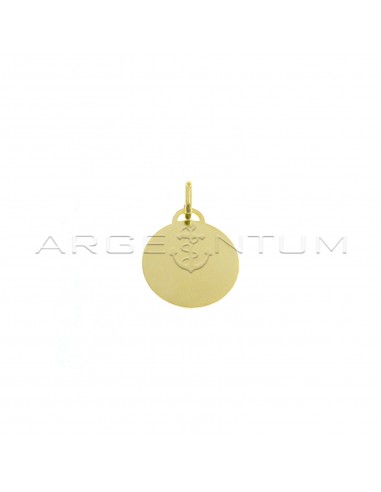 Medaglia liscia tonda ø 18 mm. placcata oro giallo in argento 925