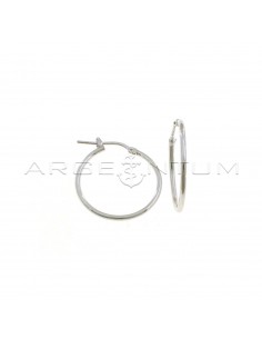 Tubular hoop earrings ø 22 mm with white gold plated snap clasp in 925 silver