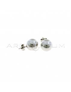 Shiny sphere earrings ø 8 mm white gold plated in 925 silver