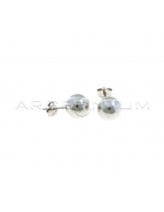 Shiny sphere earrings ø 9 mm white gold plated in 925 silver