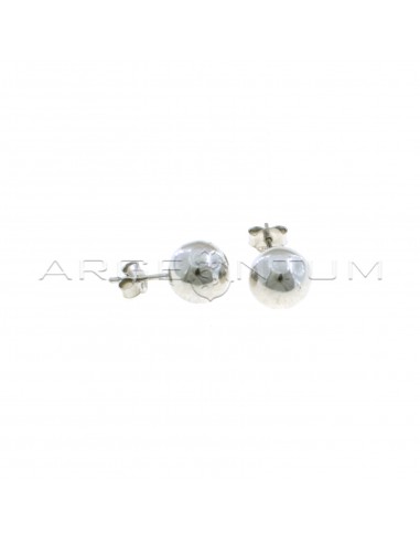 Shiny sphere earrings ø 9 mm white gold plated in 925 silver
