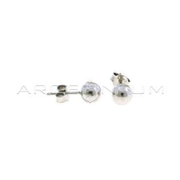 Orecchini sfera lucida ø 6 mm placcati oro bianco in argento 925