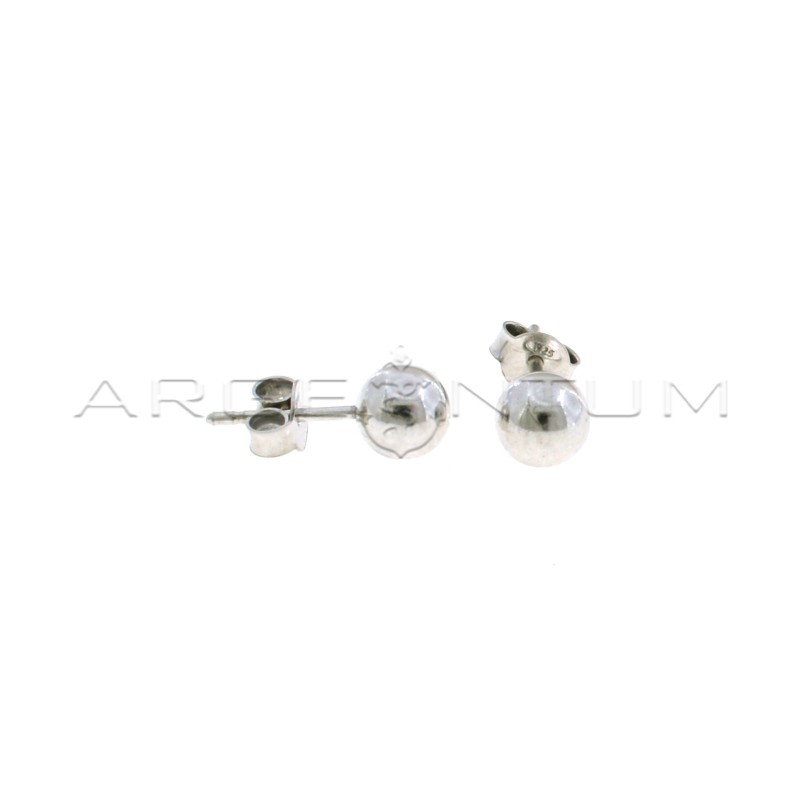 Orecchini sfera lucida ø 6 mm placcati oro bianco in argento 925