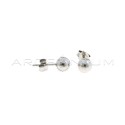 Shiny sphere earrings ø 6 mm white gold plated in 925 silver