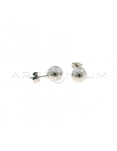 Shiny sphere earrings ø 10 mm white gold plated in 925 silver