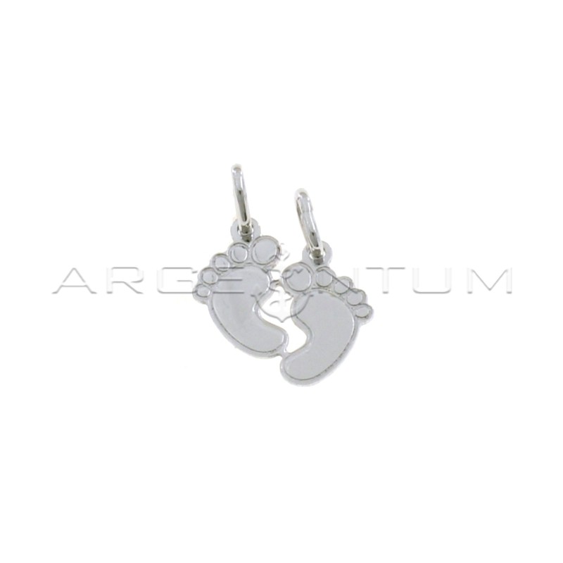 Divisible pendant with engraved plate feet in white gold plated 925 silver