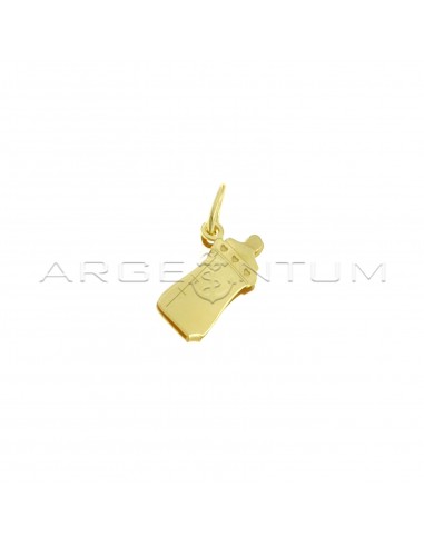Yellow gold plated engraved double plate baby bottle pendant in 925 silver