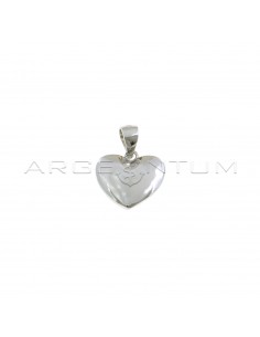 White gold plated rounded heart pendant in 925 silver