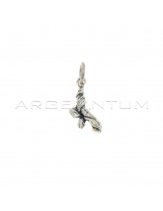 Ace of sticks pendant 8x18 mm in burnished 925 silver casting