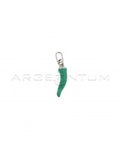 Green enameled horn pendant 5x18 mm with crown in 925 burnished cast silver