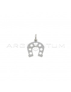 White gold plated openwork horseshoe pendant in 925 silver