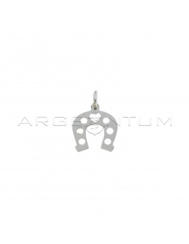 White gold plated openwork horseshoe pendant in 925 silver