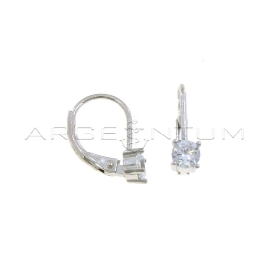 Orecchini monachella placcati oro bianco con punto luce bianco da 5 mm in argento 925