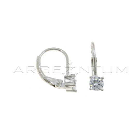 Orecchini monachella placcati oro bianco con punto luce bianco da 4 mm in argento 925