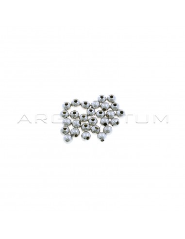 Smooth spheres ø 4 mm with through hole white gold plated in 925 silver (28 pcs.)