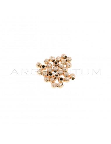Sfere diamantate trasversali da ø 4 mm con foro passante placcate oro rosa in argento 925 (28 pz.)