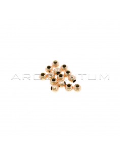 Transversal diamond spheres ø 5 mm with pass-through hole, rose gold plated in 925 silver (14 pcs.)