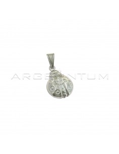 Ladybug pendant 19x13 mm paired and engraved white gold plated in 925 silver