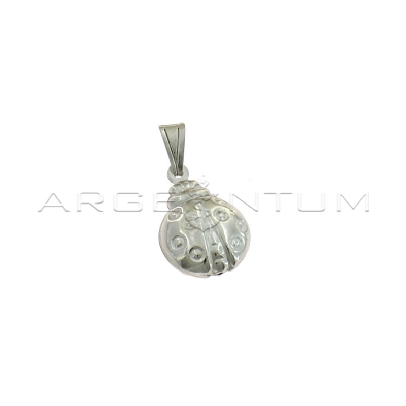 Ladybug pendant 19x13 mm paired and engraved white gold plated in 925 silver