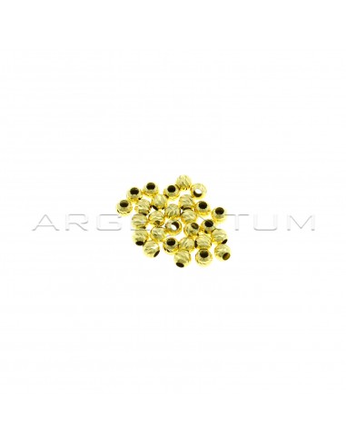 Sfere diamantate trasversali da ø 4 mm con foro passante placcate oro giallo in argento 925 (28 pz.)