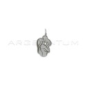 Pendant mother with baby in perforated and engraved plate white gold plated in 925 silver