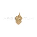 Pendant mother with baby in perforated and engraved plate rose gold plated in 925 silver