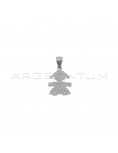 White gold plated girl pendant with 3 zircons in 925 silver