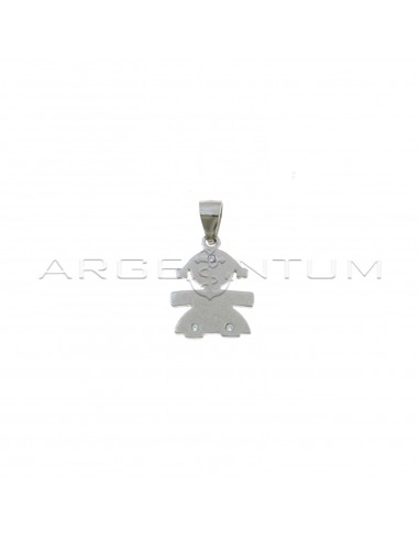 White gold plated girl pendant with 3 zircons in 925 silver