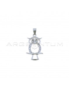 White gold-plated openwork owl pendant in 925 silver