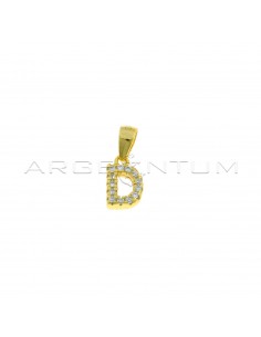 Yellow gold plated white zircon letter D pendant in 925 silver