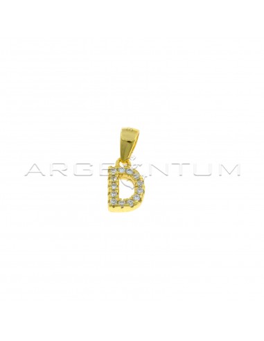 Yellow gold plated white zircon letter D pendant in 925 silver