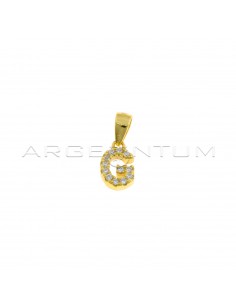 Yellow gold plated white zircon letter G pendant in 925 silver