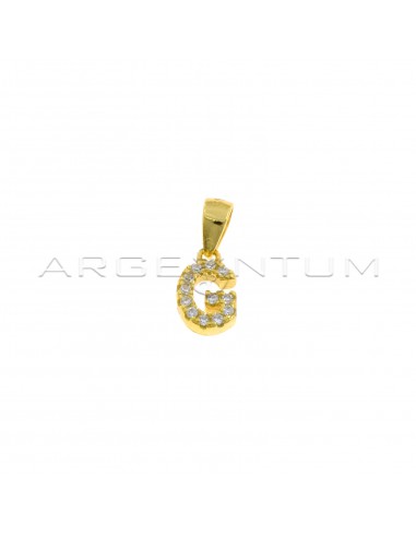 Yellow gold plated white zircon letter G pendant in 925 silver