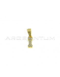 Yellow gold plated white zircon letter I pendant in 925 silver