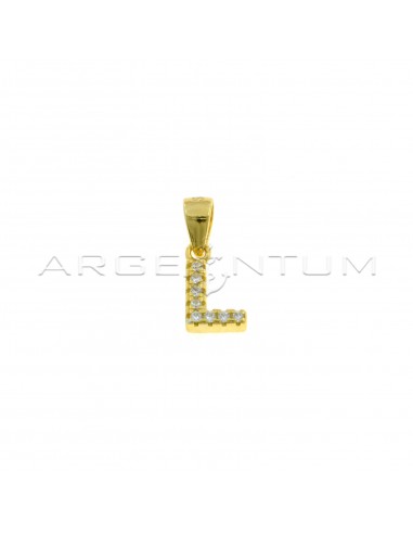 Yellow gold plated white zircon letter L pendant in 925 silver