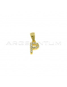 Yellow gold plated white zircon letter P pendant in 925 silver