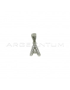 White zircon white gold plated letter A pendant in 925 silver
