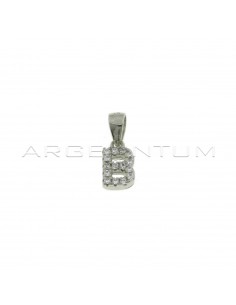 White zircon white gold plated letter B pendant in 925 silver