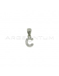 White zircon white gold plated letter C pendant in 925 silver